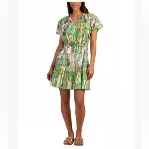 Trina Turk Floral Green & Yellow Dress. Size L. Excellent condition, lined